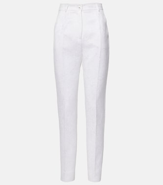 Pantalon slim en brocart de coton mélangé | Dolce&Gabbana