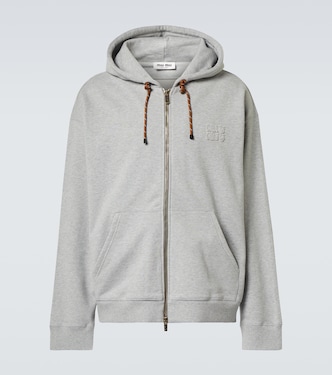 Logo melange cotton hoodie | Miu Miu