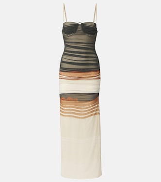 Breeze striped ruched mesh midi dress | SIR