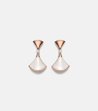 Diva's Dream 18kt rose gold drop earrings with diamonds and mother-of-pearl | Bvlgari
