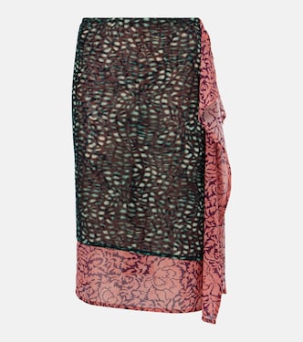 Falda midi drapeada estampada | Dries Van Noten