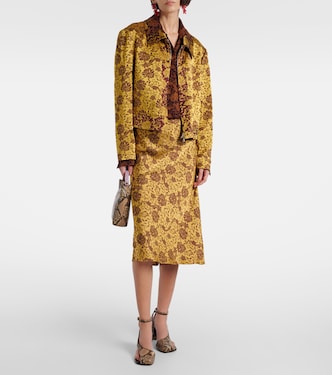 Jupe midi en jacquard à fleurs | Dries Van Noten