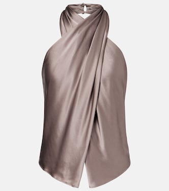 Draped halterneck silk charmeuse top | The Sei
