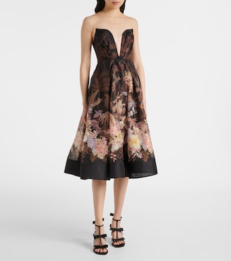 Abito midi Illuminate Draped in lino e cotone | Zimmermann