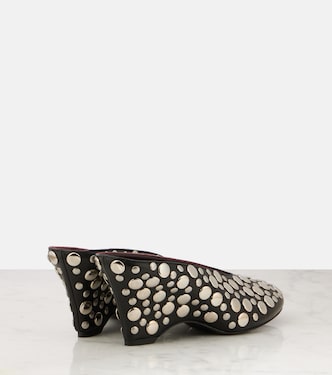 Cloak 75 studded leather wedge mules | Khaite