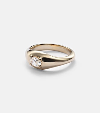 Essential 14kt gold pinky ring with diamonds | Stone and Strand