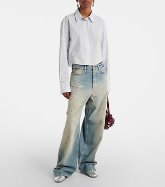 Camicia cropped in cotone a righe | Acne Studios