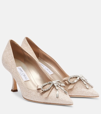 Auria 70 crystal-embellished glitter pumps | Jimmy Choo