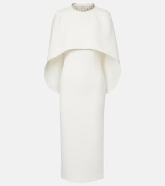 Caped crystal-embellished crêpe midi dress | Roland Mouret