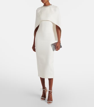 披肩式水晶缀饰绉纱中长连衣裙 | Roland Mouret