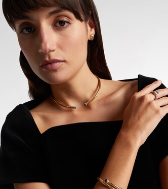 18kt yellow gold necklace with emeralds and diamonds | Marina B