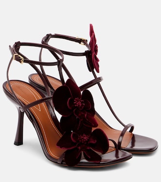 Orchid 85 floral-appliqué velvet sandals | Zimmermann