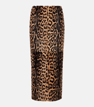 Bedruckter Bleistiftrock Elyse aus Shearling | Nour Hammour