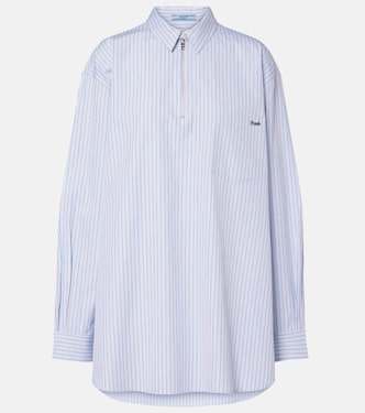 Chevron striped oversized cotton shirt | Prada