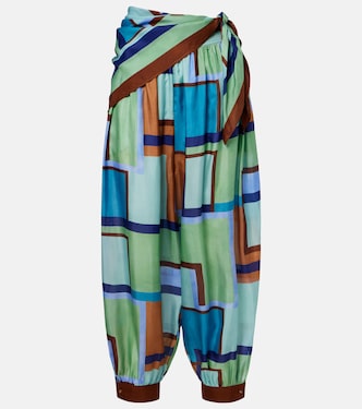 Como printed silk satin tapered pants | Zimmermann