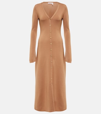 Vestido largo de lana abotonado | Chloé