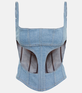 Top aus Denim und Mesh | Mugler
