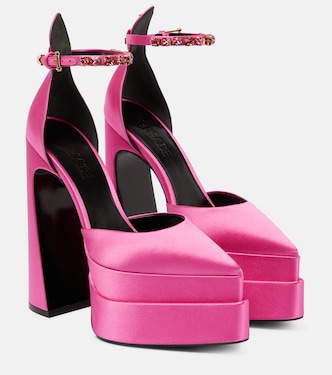 Aevitas Pointy satin platform pumps | Versace