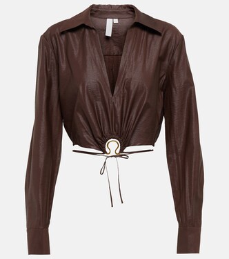 Breslin satin cropped shirt | Simkhai