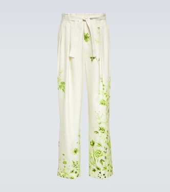 Pantalones rectos con cinturón floral | King & Tuckfield