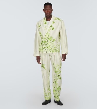 Pantalones rectos con cinturón floral | King & Tuckfield