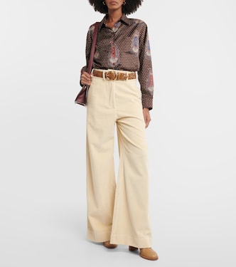 Pantalon ample à taille haute en velours côtelé de coton | Etro