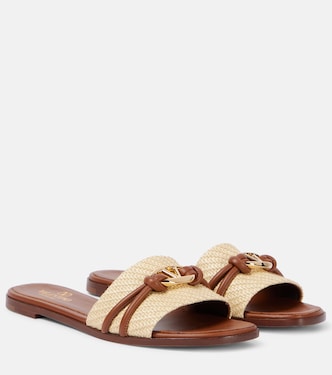 Sandalias VLogo de piel con rafia | Valentino Garavani