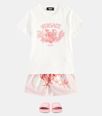 T-Shirt University Coral aus Baumwoll-Jersey | Versace Kids