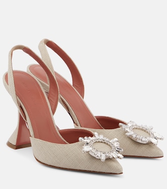 Pumps slingback Begum 95 in canvas | Amina Muaddi
