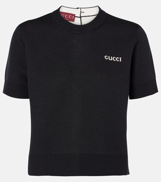 T-Shirt aus Baumwolle, Wolle und Seide | Gucci