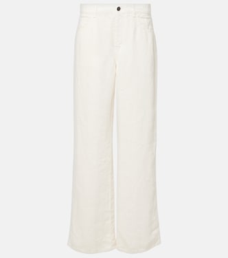 Eglitta mid-rise linen straight jeans | The Row