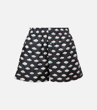 Shorts de sarga de seda estampados | Loewe