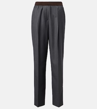 Pinstripe virgin wool wide-leg pants | Miu Miu