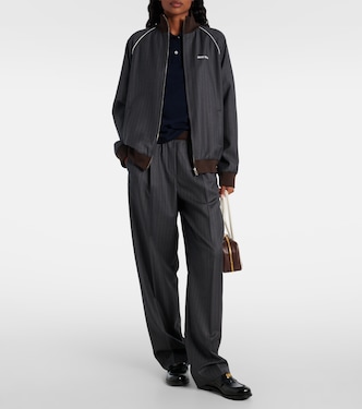Pinstripe virgin wool wide-leg pants | Miu Miu