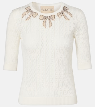 Crystal-embellished cotton sweater | Valentino