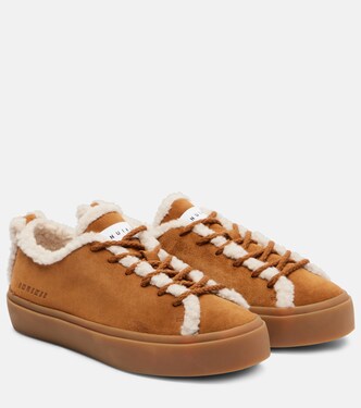 Shearling-trimmed suede low-top sneakers  | Inuikii