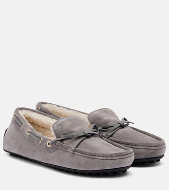 Gommino shearling-lined suede boat shoes | Tod's