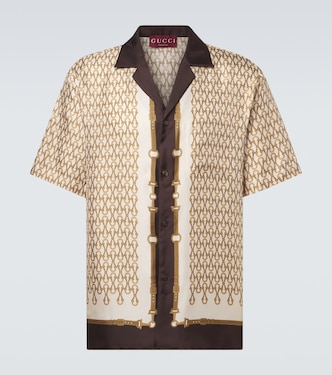 Printed silk twill bowling shirt | Gucci
