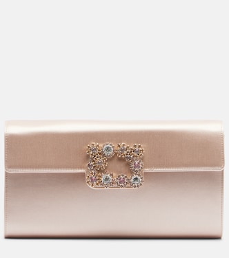 Efflorescence embellished satin clutch | Roger Vivier