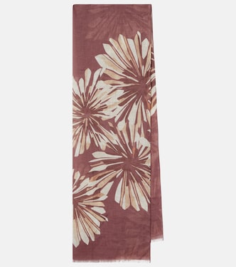 Floral linen scarf | Brunello Cucinelli
