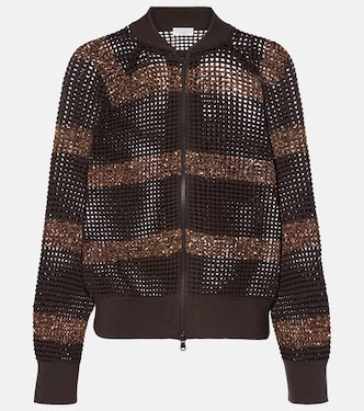 Open-knit sequined cotton cardigan  | Brunello Cucinelli