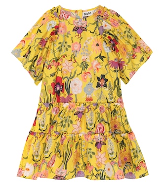 Cat printed cotton poplin dress | Molo