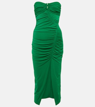 Strapless jersey ruched midi dress | Self-Portrait