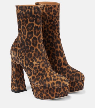 Leopard-print suede platform ankle boots | Gianvito Rossi
