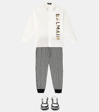 Camisa de algodón con logo | Balmain Kids