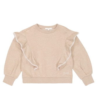 Ruffled cotton sweatshirt | Chloé Kids