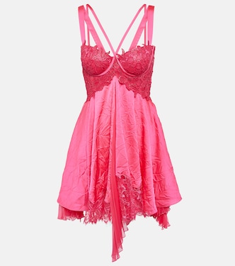 Lace-trimmed satin minidress | Versace