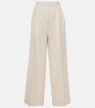 Pantalon ample à taille haute en laine | Wardrobe.NYC
