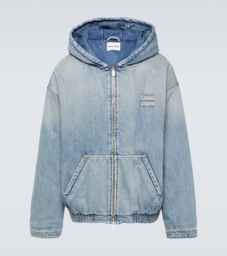 Logo denim hoodie | Miu Miu