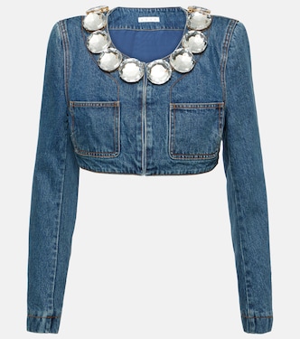 Giacca di jeans cropped con cristalli | Area